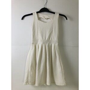Poof Girl Summer Off White Stretch  Dress Size M 6-8  Sleeveless Heart Design